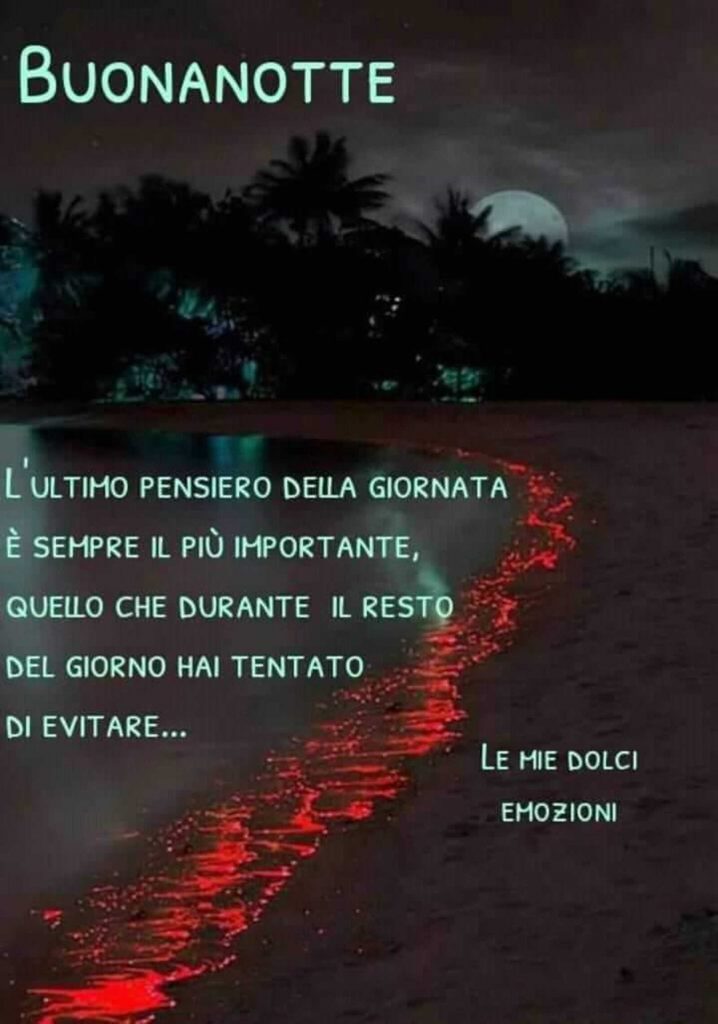 Buonanotte L'ultimo pensiero della giornata è sempre il più importante, quello che durante il resto del giorno hai tentato di evitare