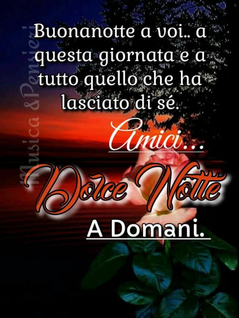 Buonanotte a voi.. a questa giornata e a tutto quello che ha lasciato di sé. Amici... Dolce Notte a domani