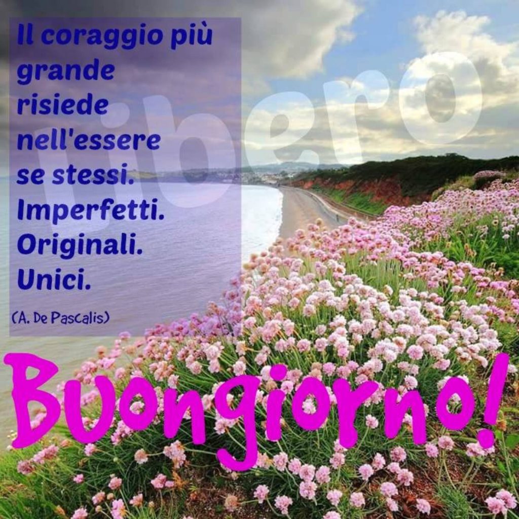 Il coraggio più grande risiede nell'essere se stessi. Imperfetti. Originali. Unici. - A. De Pascalis - Buongiorno!