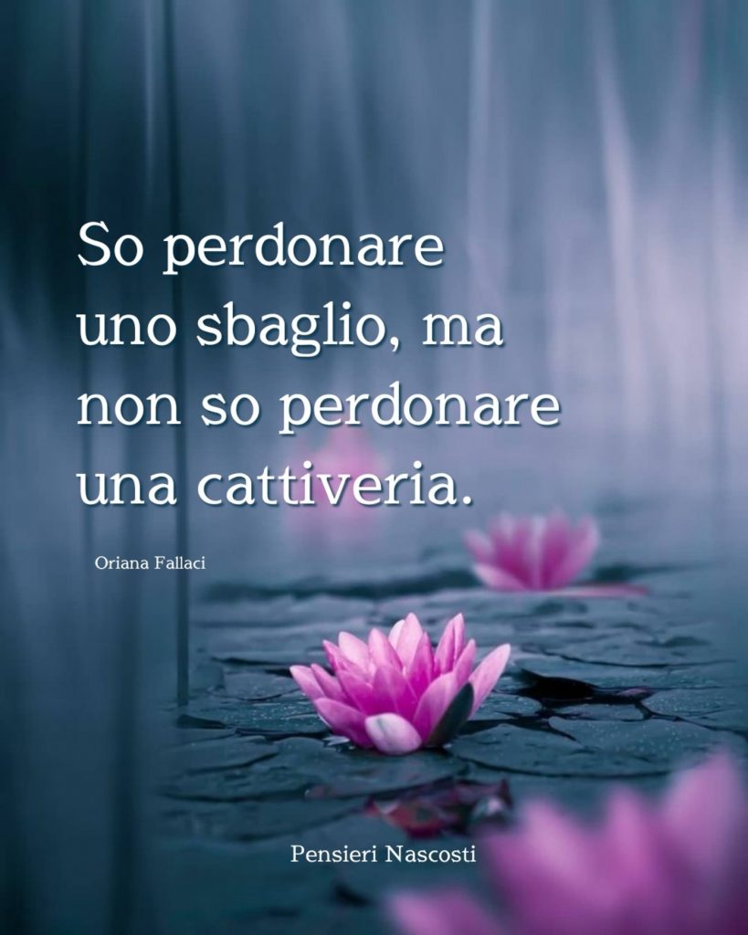 So perdonare uno sbaglio, ma non so perdonare una cattiveria