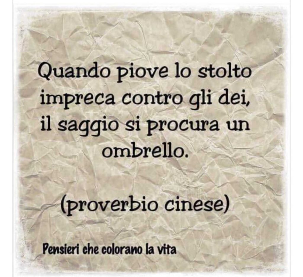 Quando piove lo stolto impreca contro gli dei, il saggio si procura un ombrello