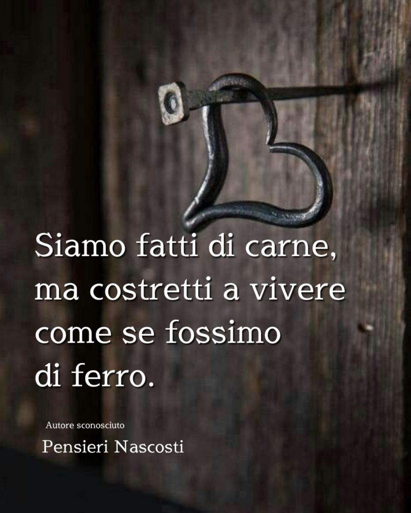 Siamo fatti di carne, ma costretti a vivere come se fossimo di ferro