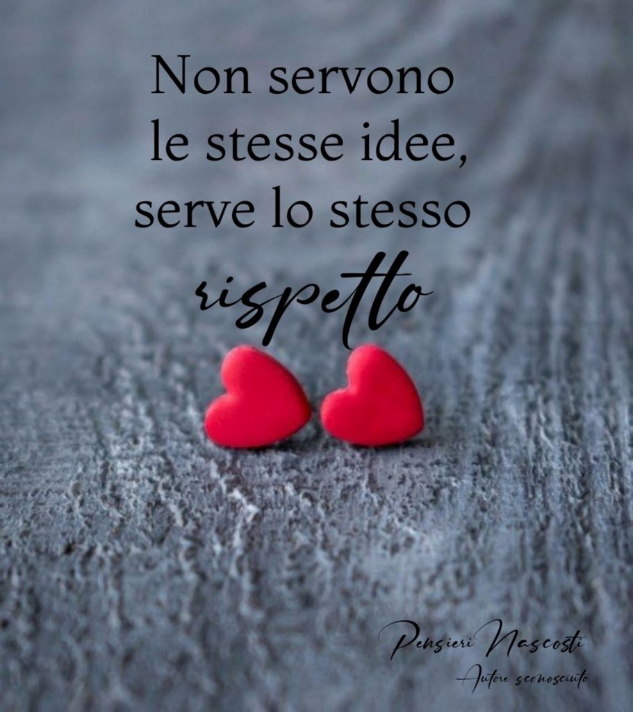 Non servono le stesse idee, serve lo stesso rispetto