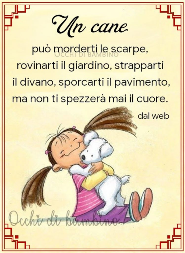 Un cane può morderti le scarpe, rovinarti il giardino, strapparti il divano, sporcarti il pavimento, ma non ti spezzerà mai il cuore