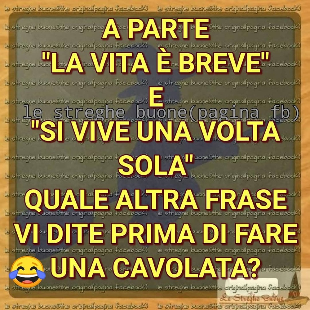 A parte "la vita è breve"e "si vive una sola volta sola"quale altra frase vi dite prima di fare una cavolata?