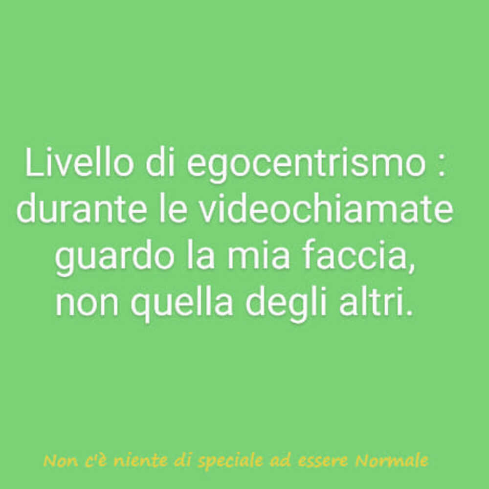 Livello di egocentrismo: durante le videochiamate guardo la mia faccia, non quella degli altri