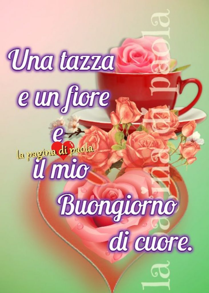 Una tazza e un fiore e il mio buongiorno di cuore