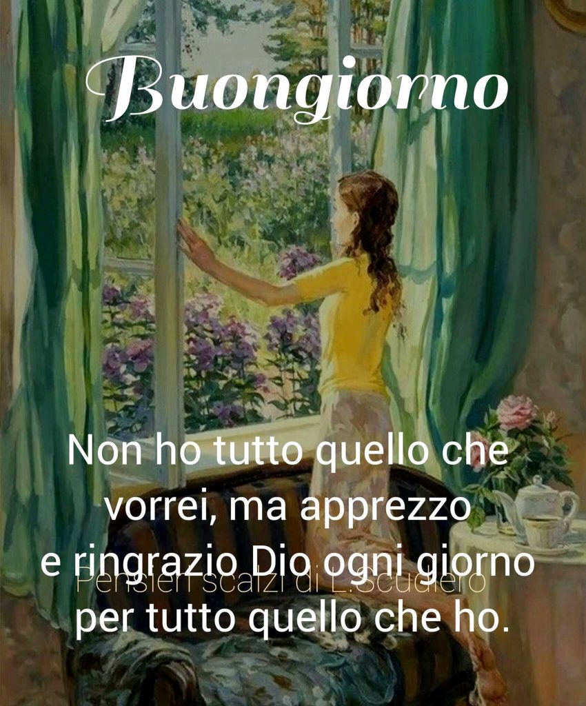 Buongiorno Non ho tutto quello che vorrei, ma apprezzo e ringrazio Dio ogni giorno per tutto quello che ho