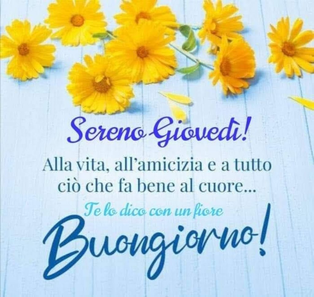 Sereno Giovedì! Alla vita, all'amicizia e a tutto ciò che fa bene al cuore... Te lo dico con un fiore Buongiorno!