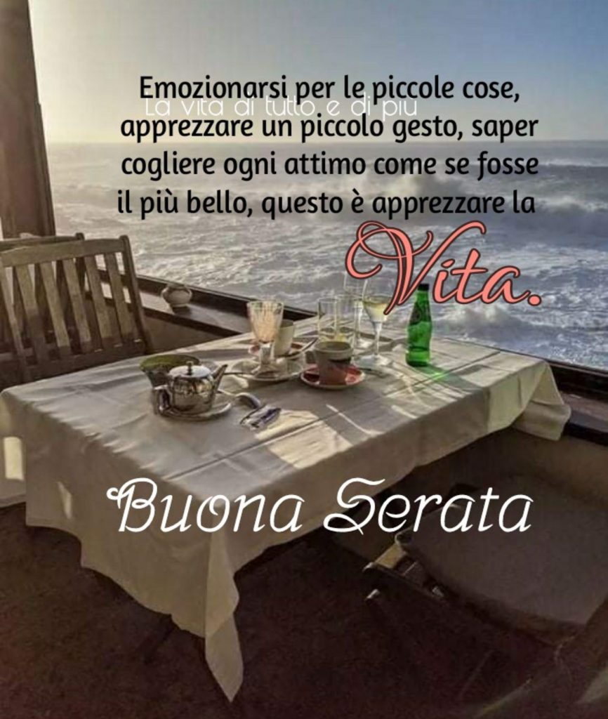 Emozionarsi per le piccole cose, apprezzare un piccolo gesto, sper cogliere ogni attimo come se fosse il più bello, questo è apprezzare la vita. Buon Serata