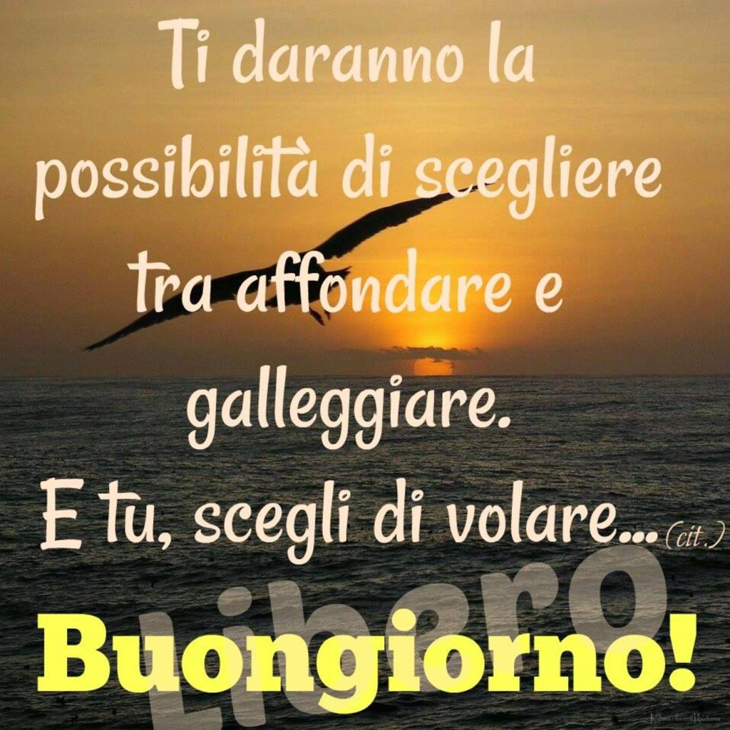 Ti daranno la possibilità di scegliere tra affondare e galleggiare. E tu, scegli di volare... Buongiorno!