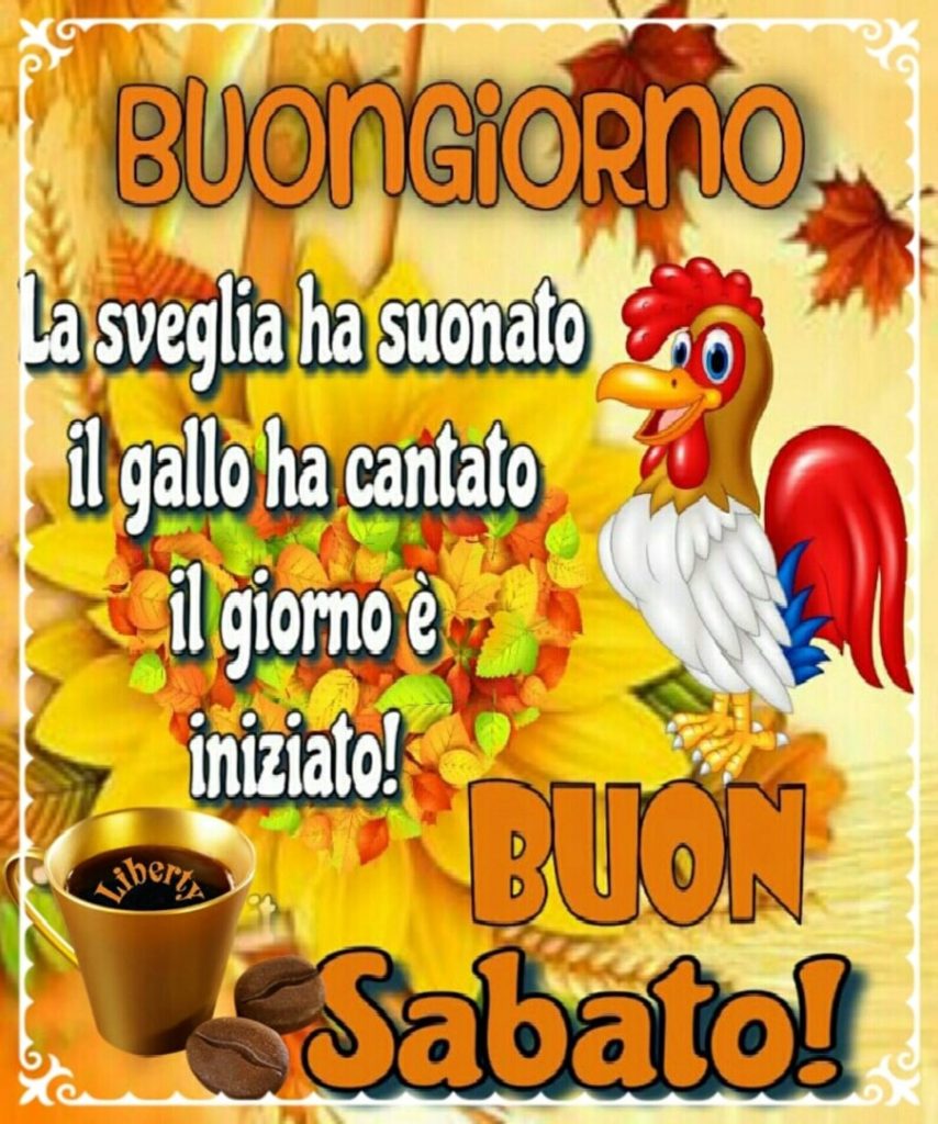 Buongiorno La sveglia ha suonato il gallo ha cantato il giorno è iniziato! Buon Sabato!