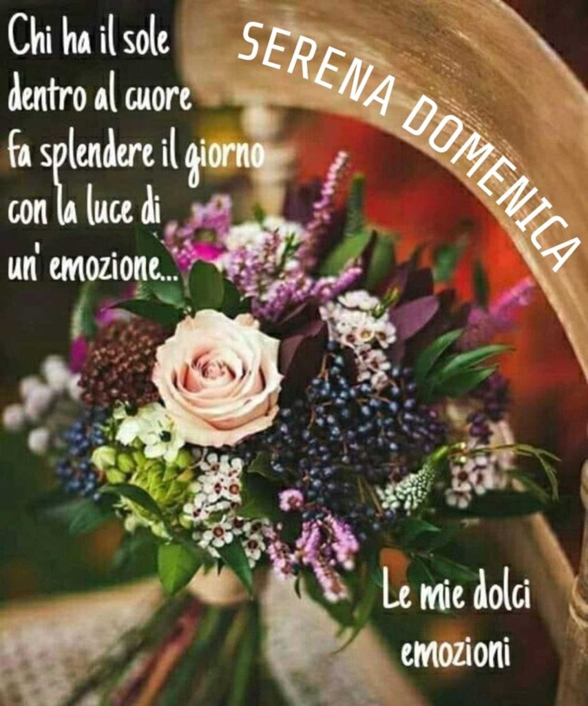 Chi ha il sole dentro al cuore fa splendere il giorno con la luce di un'emozione...Serena Domenica 