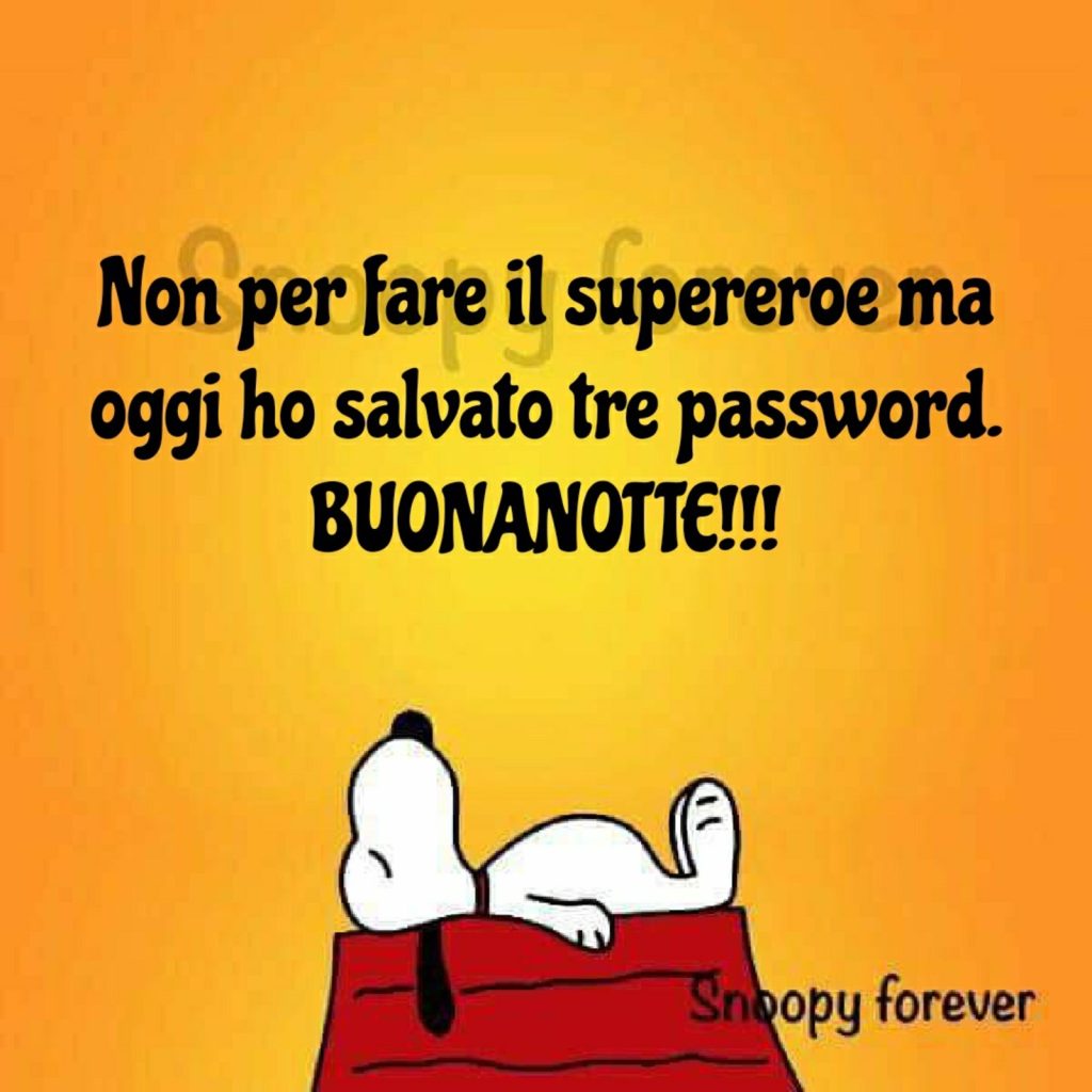 Non per fare il supereroe ma oggi ho salvato tre password. Buonanotte!!!