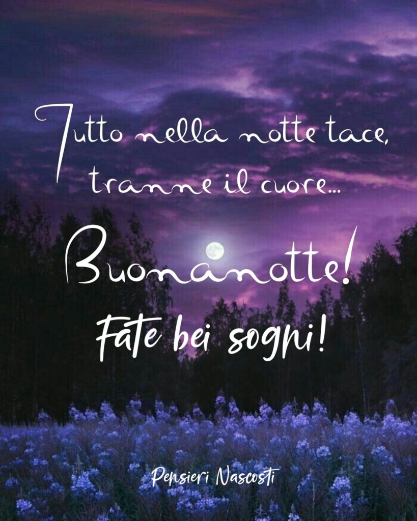 Tutto nella notte tace tranne il cuore... Buonanotte! Fate bei sogni!