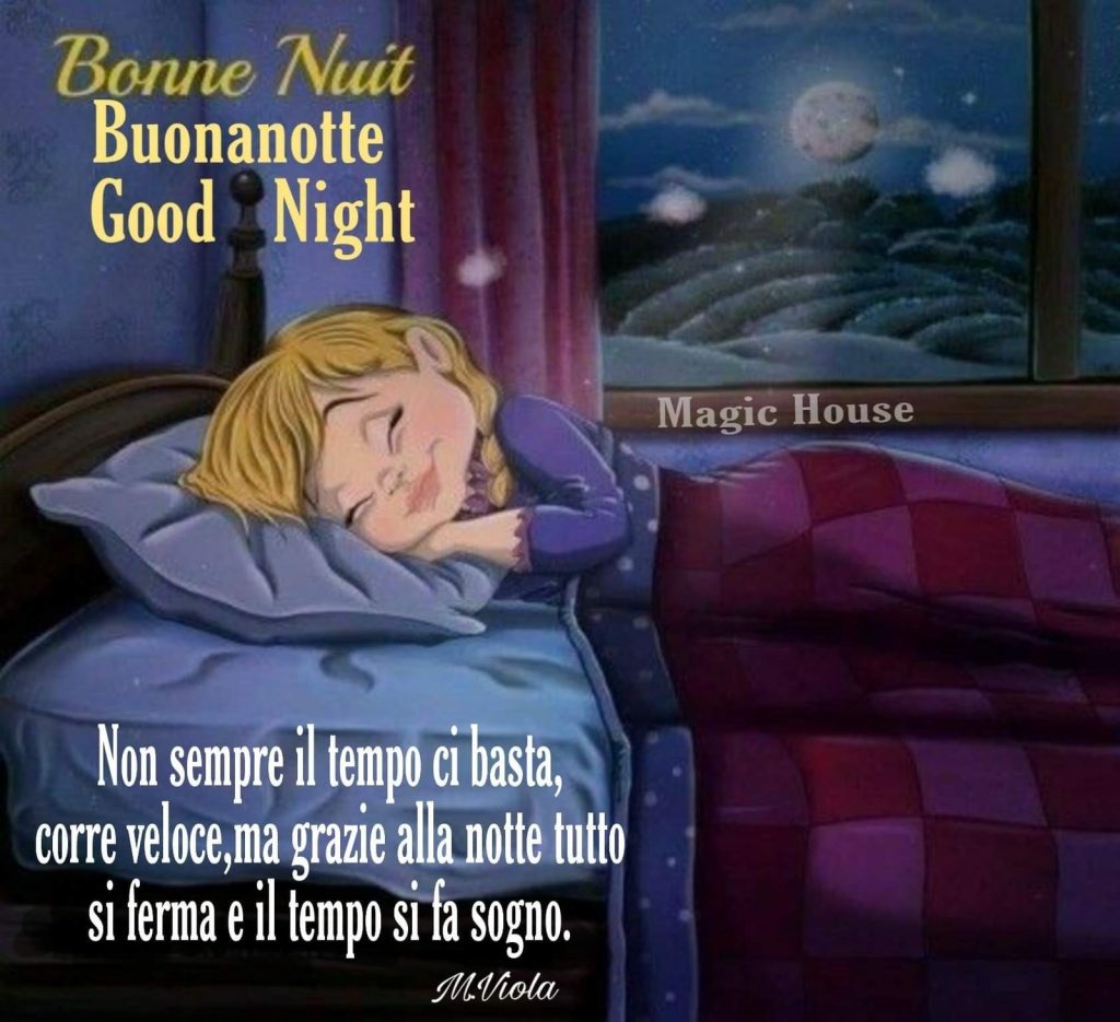 Buonanotte Good Night Non sempre il tempo ci basta corre veloce, ma grazie alla notte tutto si ferma e il tempo si fa sogno