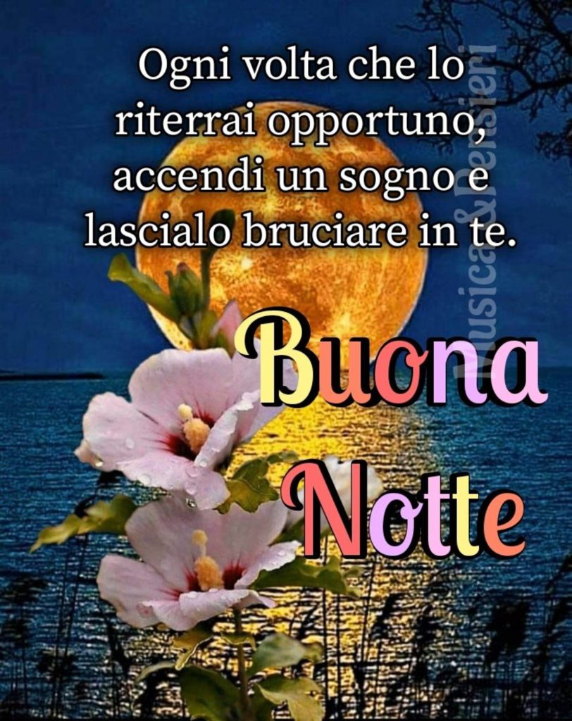 Ogni volta che lo riterrai opportuno, accendi un sogno e lascialo bruciare in te. Buona Notte