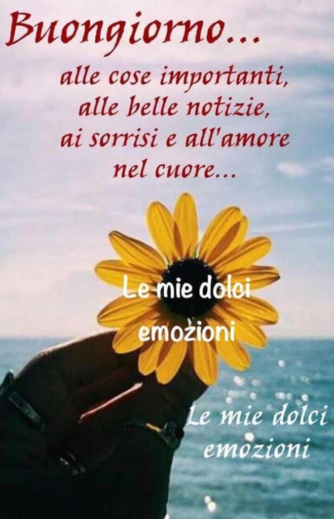 Buongiorno alle cose importanti, alle belle notizie, ai sorrisi e all'amore nel cuore...