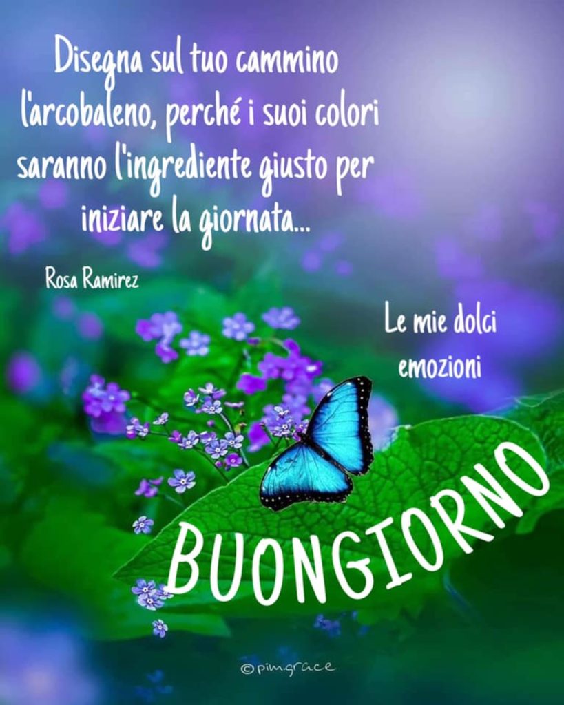 Disegna sul tuo cammino l'arcobaleno, perché i suoi colori saranno l'ingrediente giusto per iniziare la giornata...Buongiorno