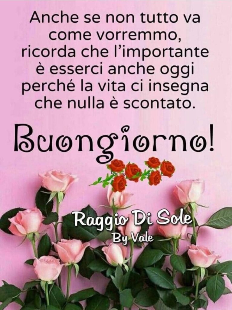 Anche se non tutto va come vorremmo, ricorda che l'importante è esserci anche oggi perché la vita ci insegna che nulla è scontato. Buongiorno!