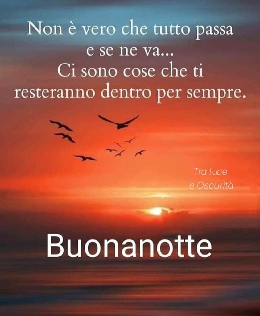 Non è vero che tutto passa e se ne va... Ci sono cose che ti resteranno dentro per sempre Buonanotte