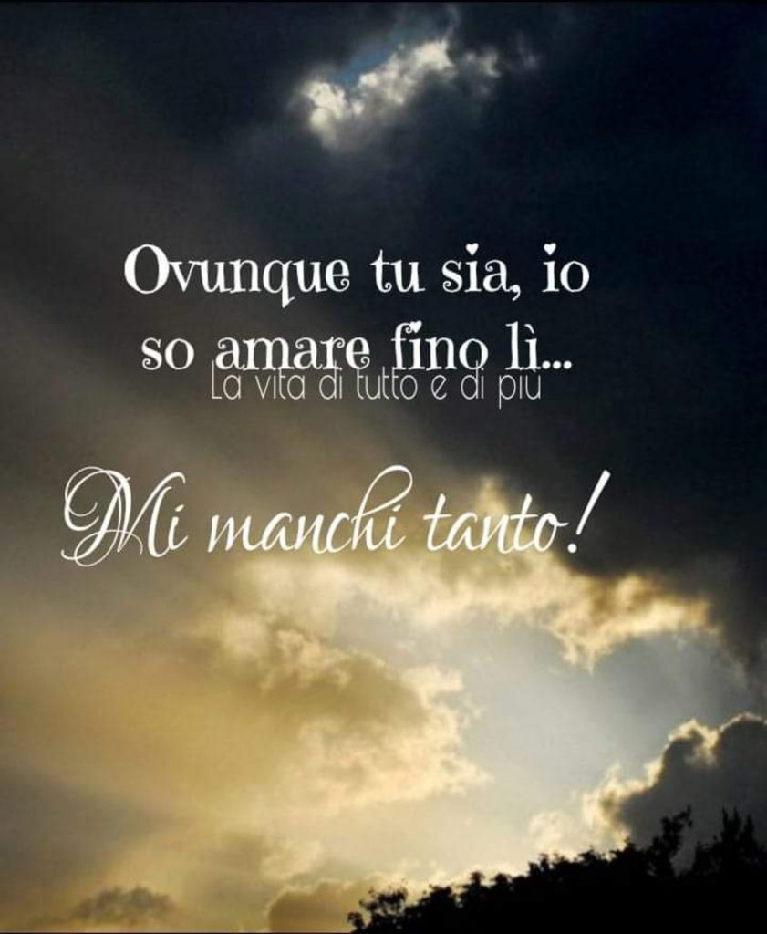 Ovunque tu sia, io so amare fino lì... Mi manchi tanto!