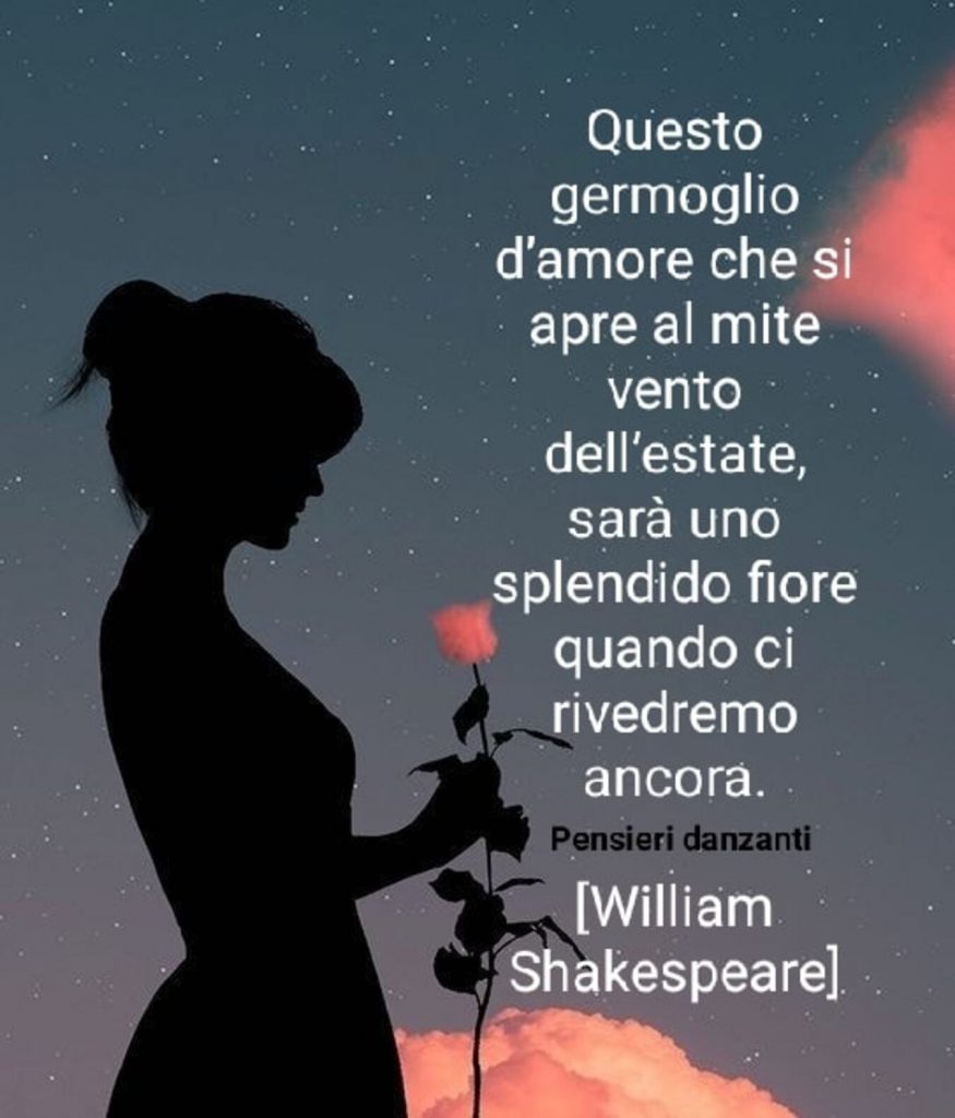Questo germoglio d'amore che si apre al mite vento dell'estate, sarà uno splendido fiore ci rivedremo ancora