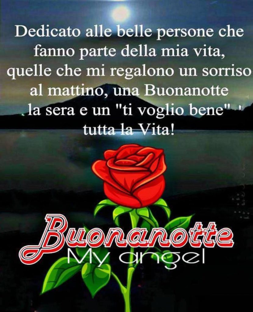 Dedicato alle belle persone che fanno parte della mia vita, quelle che mi regalono un sorriso al mattino, una Buonanotte la sera e un "ti voglio bene" tutta la Vita! Buonanotte
