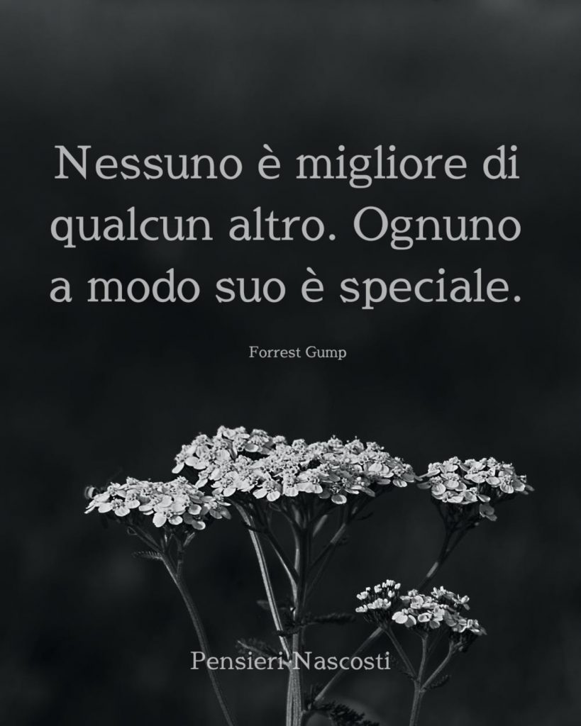 Nessuno è migliore di qualcun altro. Ognuno a modo suo è speciale