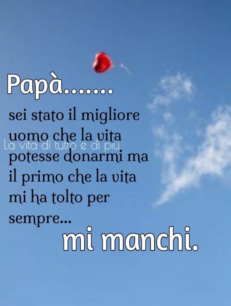 Papà... sei stato il migliore uomo che la vita potesse donarmi ma il primo che la vita mi ha tolto per sempre... mi manchi