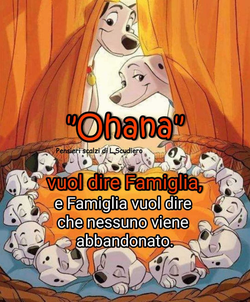 "Ohana" vuol dire famiglia, e famiglia vuol dire che nessuno viene abbandonato