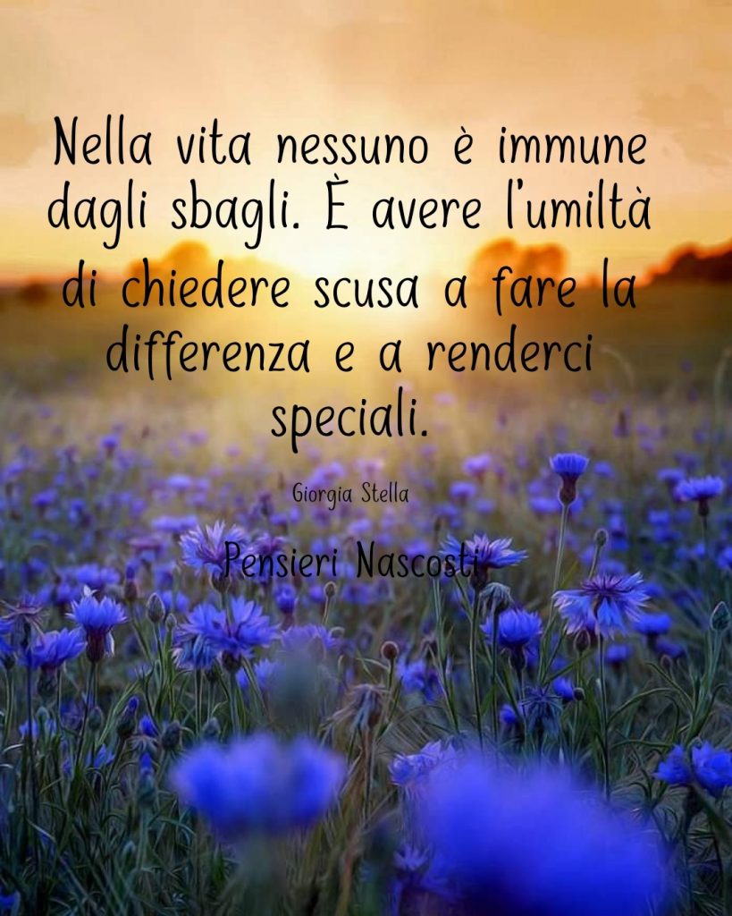 Nella vita nessuno è immune dagli sbagli. È avere l'umiltà di chiedere scusa a fare la differenza e a renderci speciali