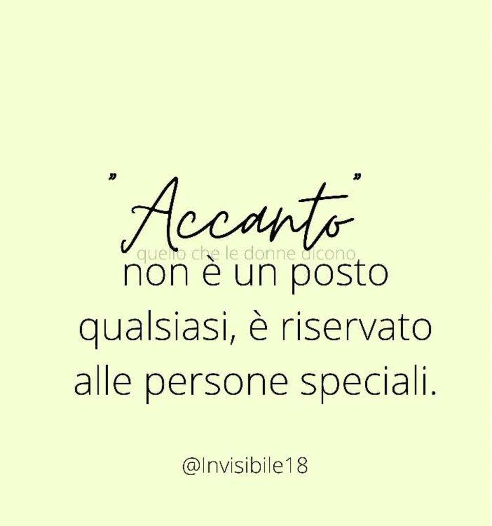 "Accanto" non è un posto qualsiasi, è riservato alle persone speciali