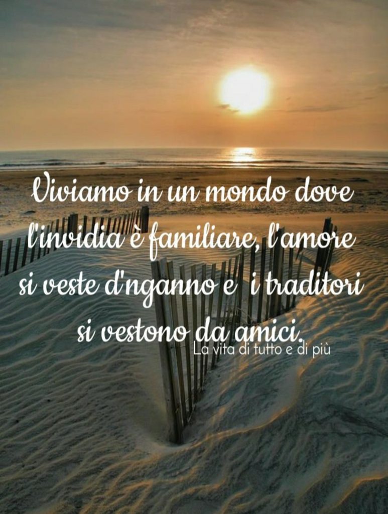 Viviamo in un mondo dove l'invidia è familiare, l'amore si veste d'inganno e i traditori si vestono da amici