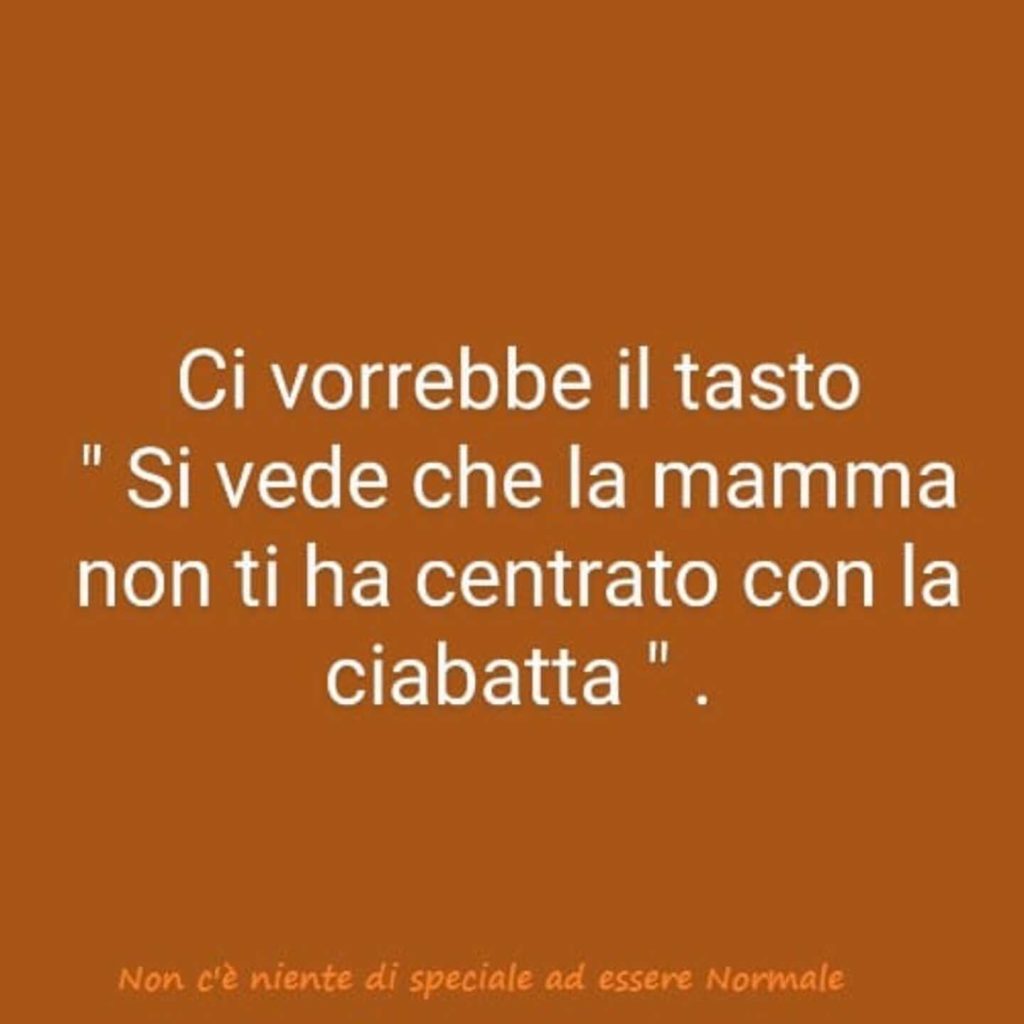 Ci vorrebbe il tasto "Si vede che la mamma non ti ha centrato con la ciabatta"