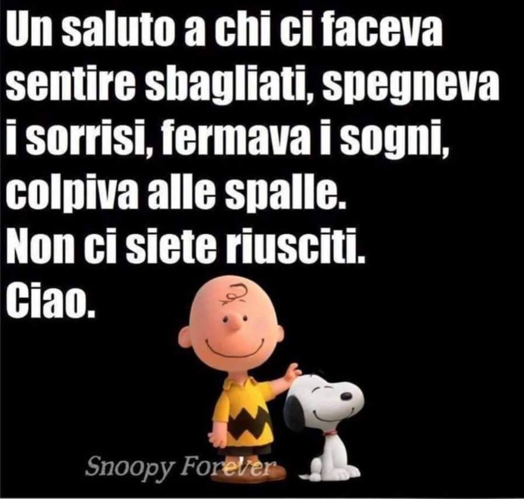 Un saluto a chi ci faceva sentire sbagliati, spegneva i sorrisi, fermava i sogni, colpiva alle spalle. Non ci siete riusciti. Ciao