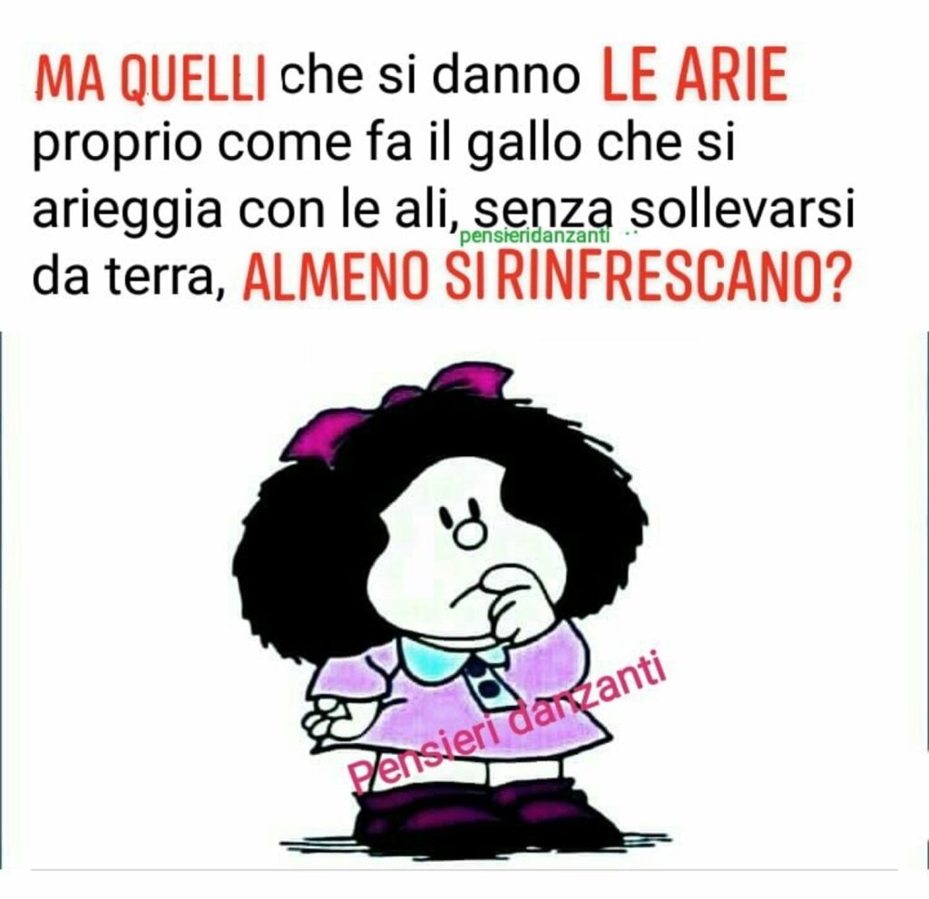 Ma quelli che si danno le arie proprio come fa il gallo che si arieggia con le ali, senza sollevarsi da terra, almeno si rinfrescano?