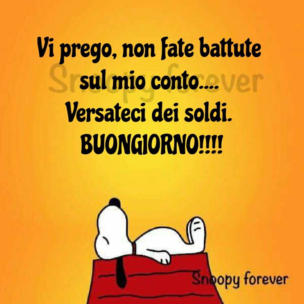 Vi prego, non fate battute sul mio conto...Versateci dei soldi. Buongiorno!!!