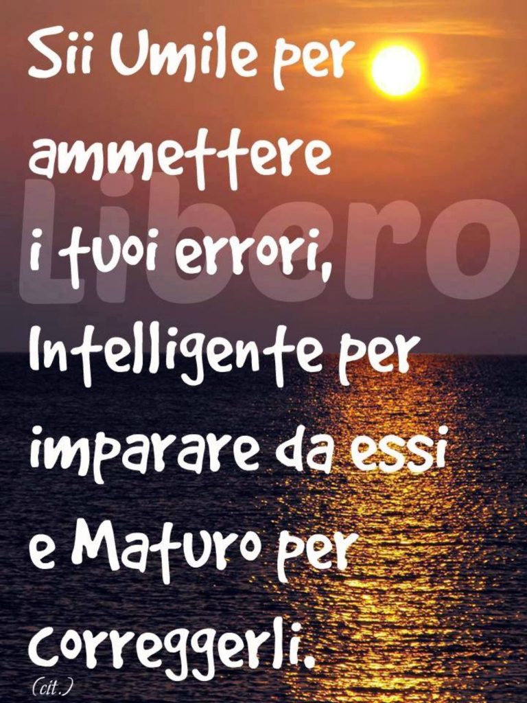 Sii umile per ammettere i tuoi errori, intelligente per imparare da essi e maturo per correggerli!