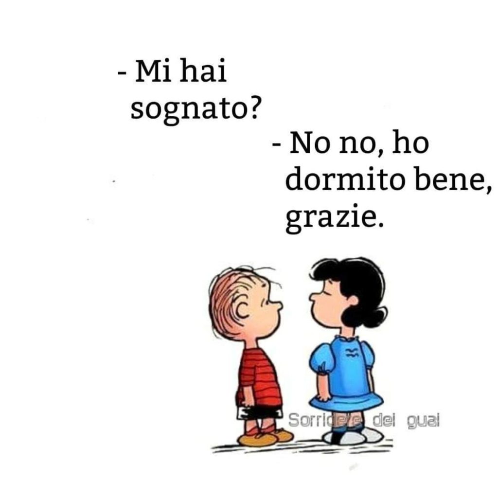 - Mi hai sognato? - No no, ho dormito bene, grazie