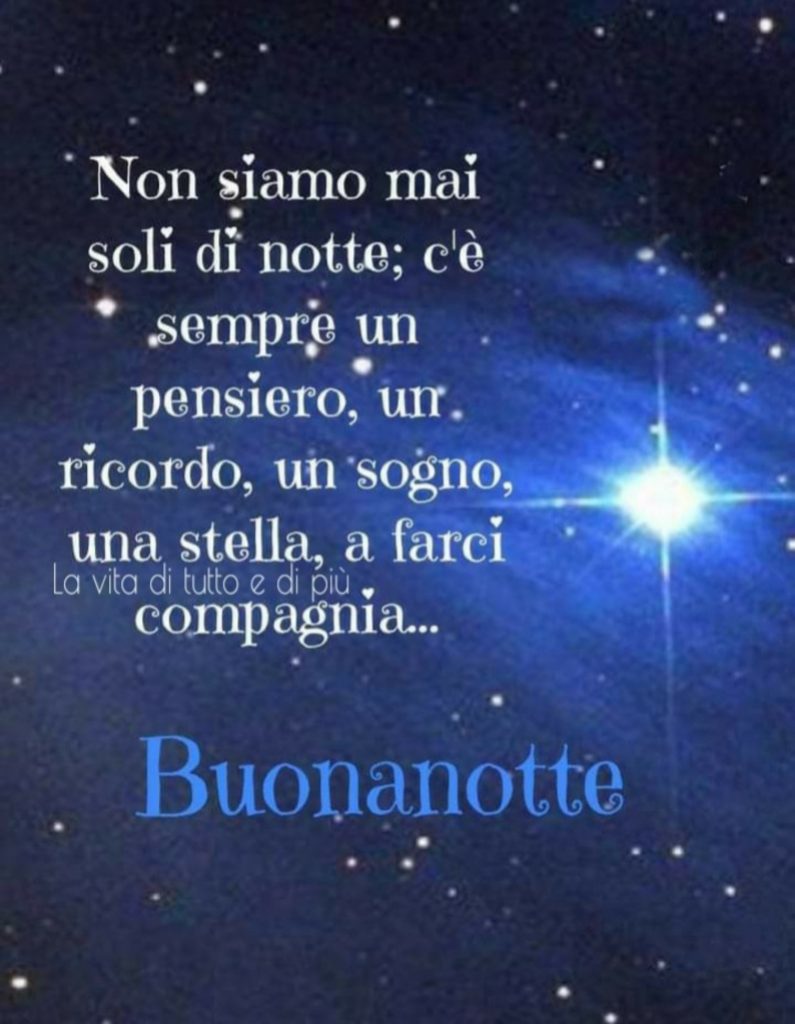 Non siamo mai soli di notte; c'è sempre un pensiero, un ricordo, un sogno, una stella, a farci compagnia... Buonanotte