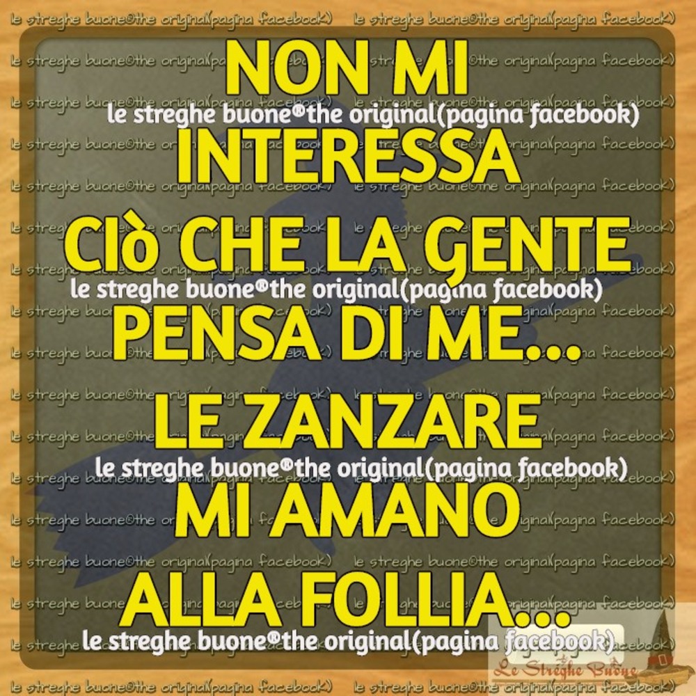 Non mi interessa ciò che la gente pensa di me... le zanzare mi amano alla follia...
