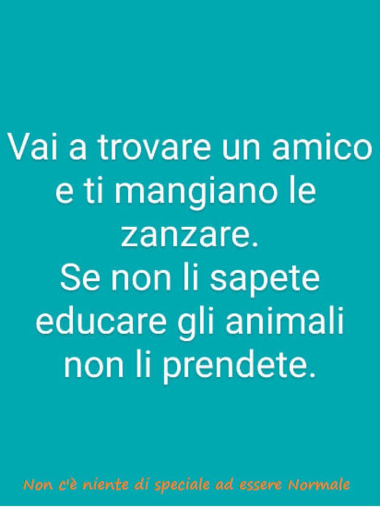 Vai a trovare un amico e ti mangiano le zanzare. Se non li sapete educare gli animali non li prendete