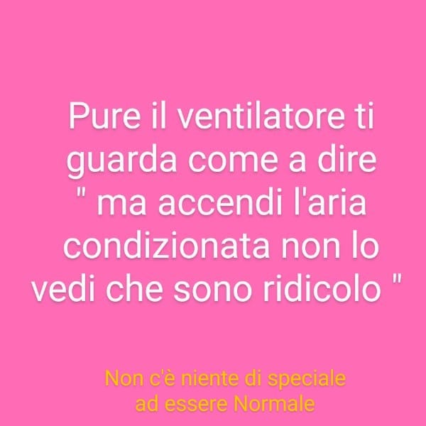 Pure il ventilatore ti guarda come a dire "ma accendi l'aria condizionata non lo vedi che sono ridicolo"