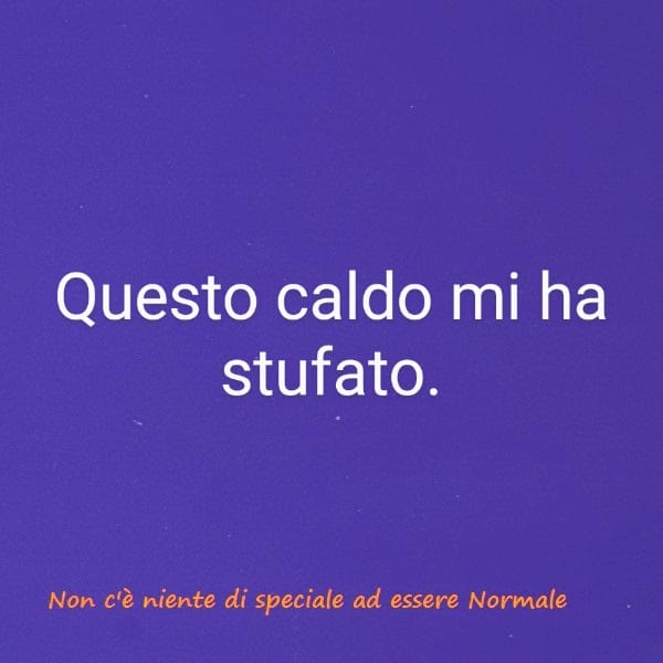 Questo caldo mi ha stufato