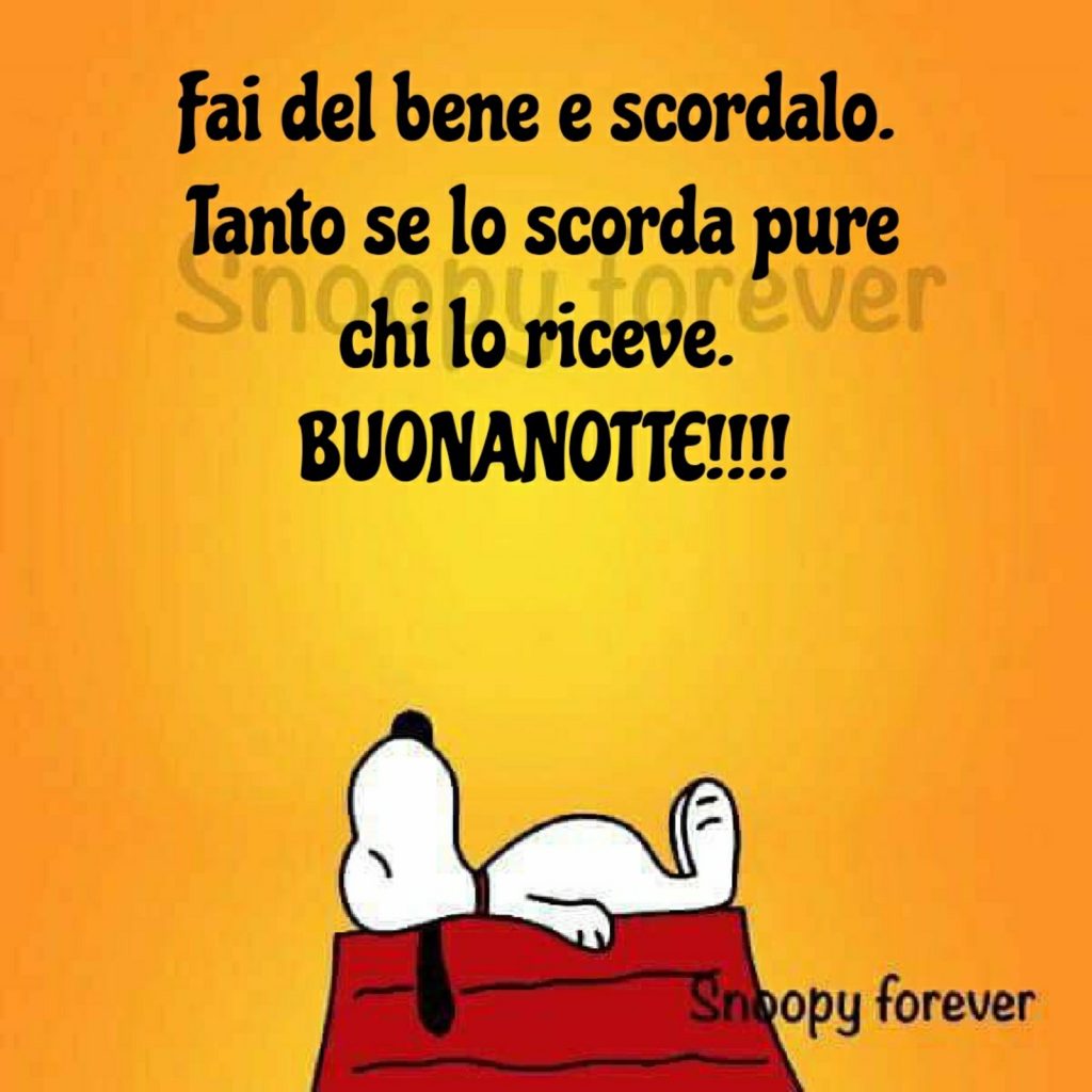 Fai del bene e scordalo. Tanto se lo scorda pure chi lo riceve. Buonanotte!!!!