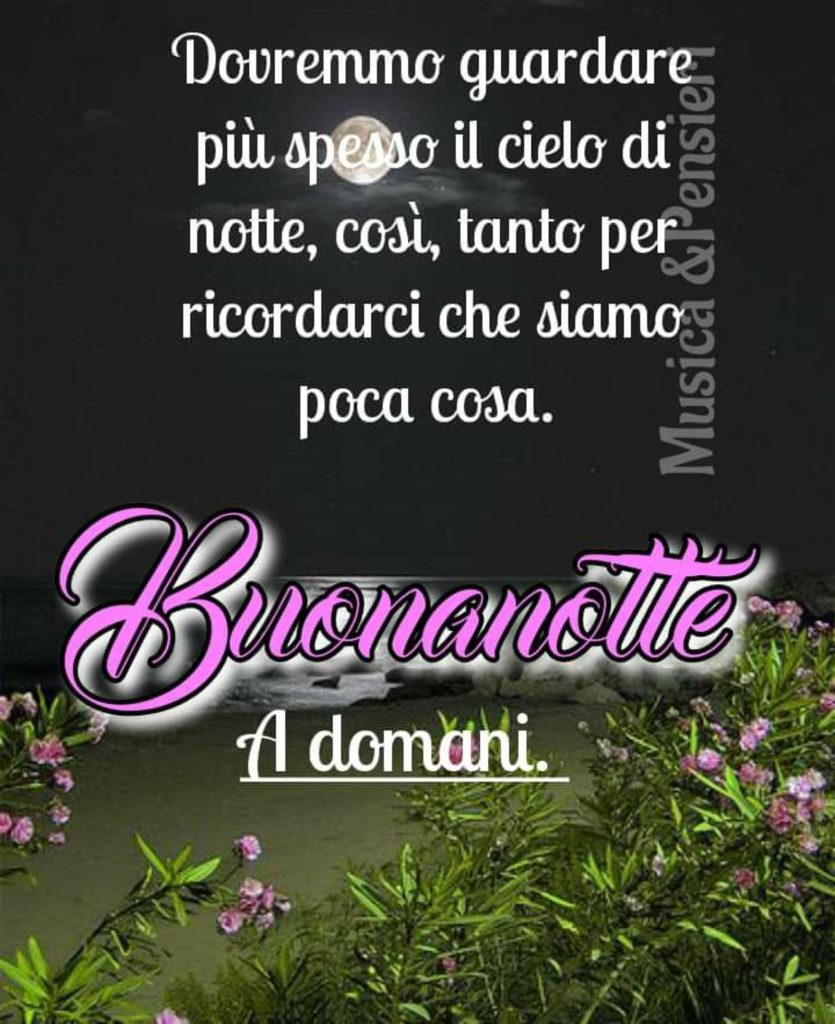 Dovremmo guardare più spesso il cielo di notte, così, tanto per ricordarci che siamo poca cosa Buonanotte A domani