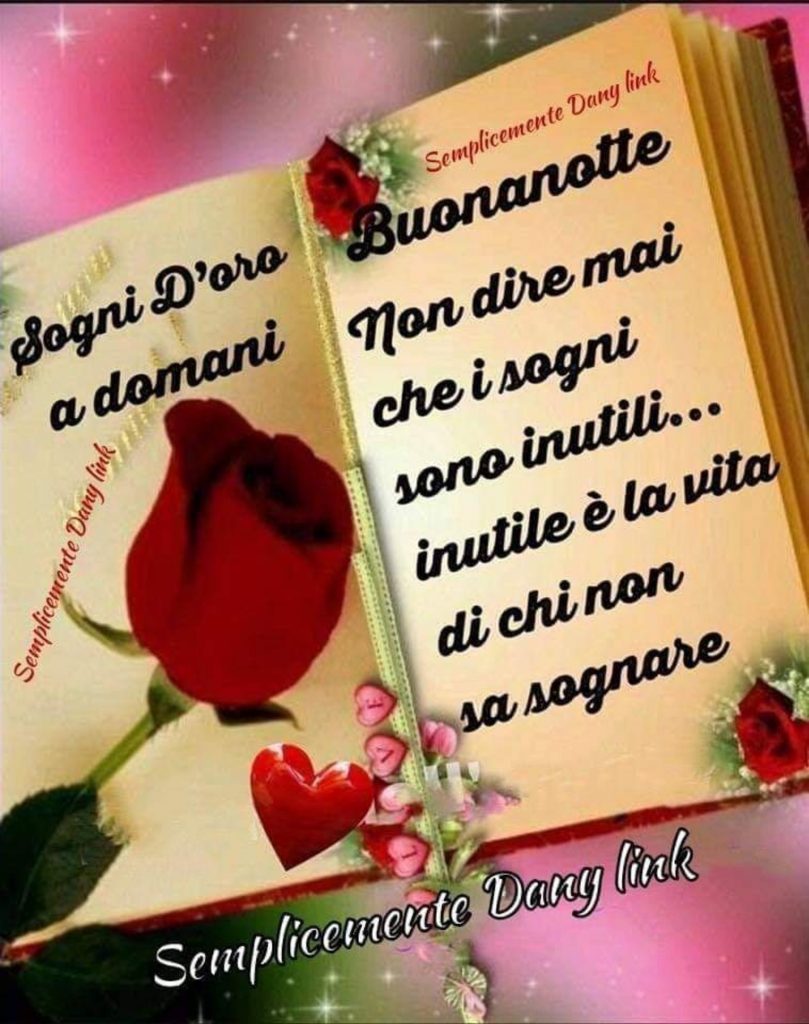 Sogni D'oro a domani Buonanotte non dire mai che i sogni sono inutile... Inutile è la vita di chi non sa sognare
