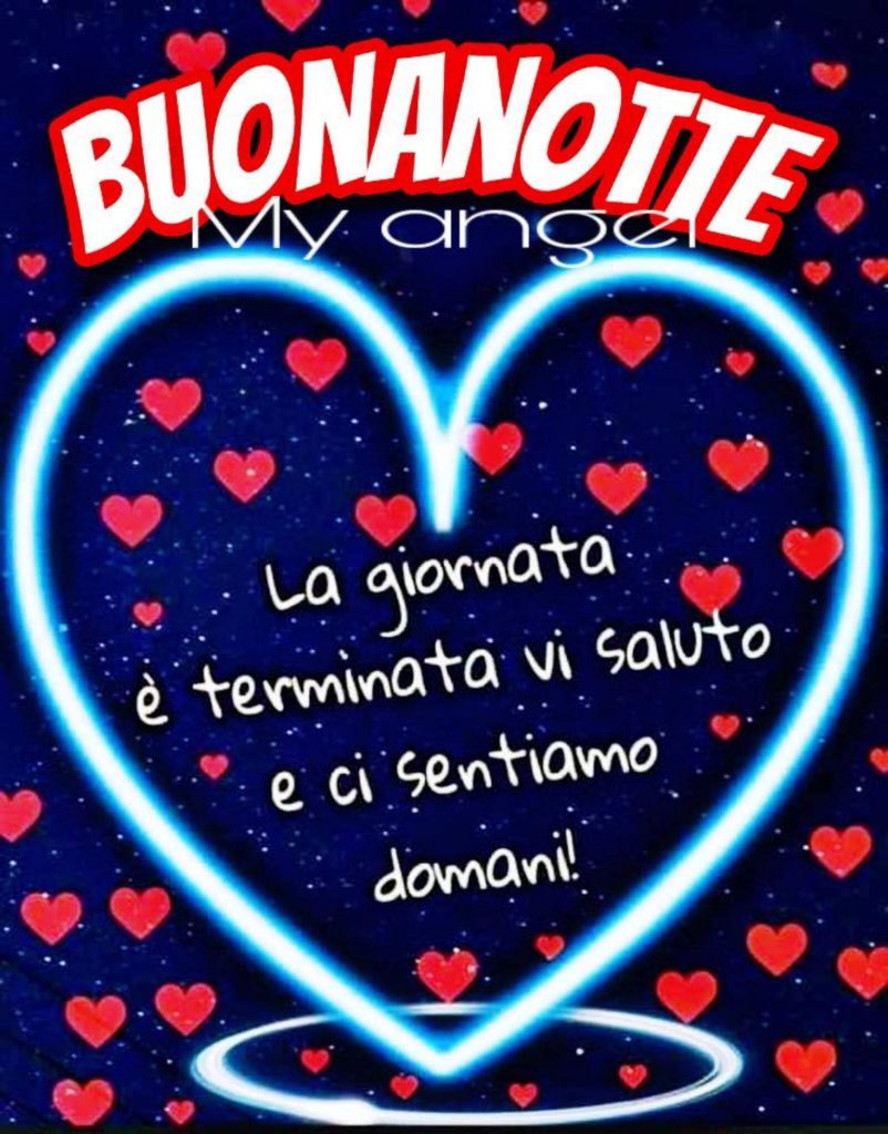 Buonanotte la giornata è terminata vi saluto e ci sentiamo domani