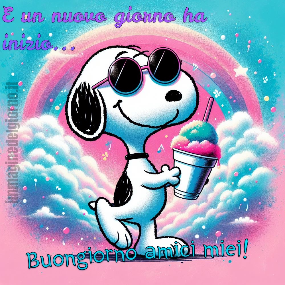 Snoopy inizia il suo giorno con positività ed un pensiero bello per gli amici